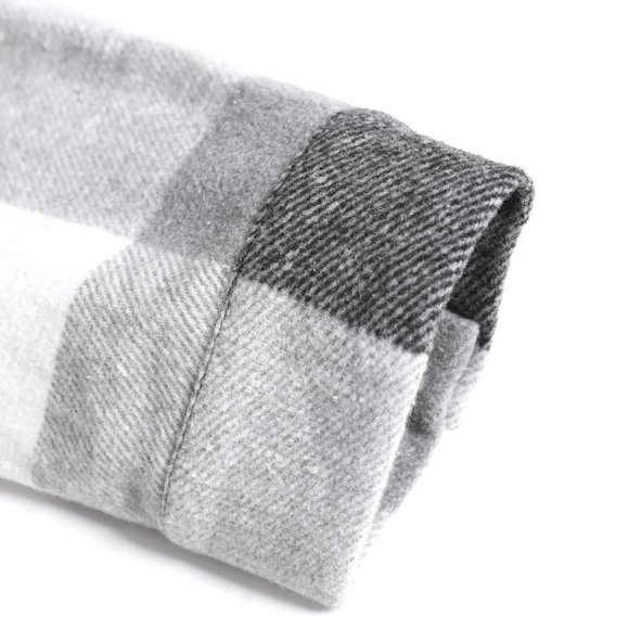 Black And White Casual Mens Plaid Print Drawstring Hooded Overcoat - Picture 5 of 7